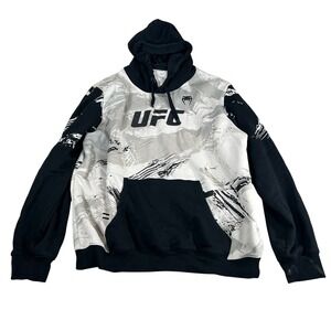 UFC Venum Fight Week Hoodie Black White Graphic Print Long Sleeve Size XXL